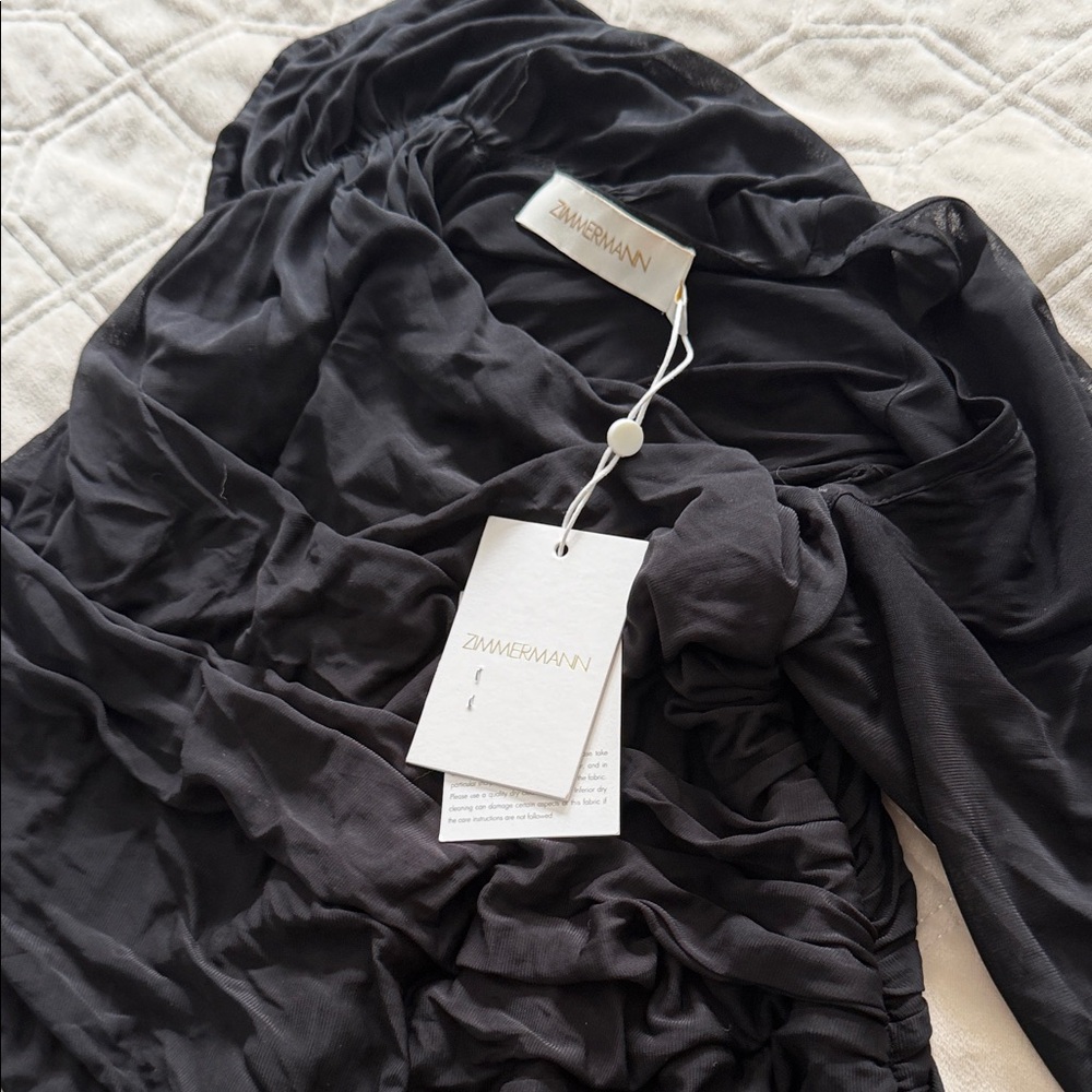 Zimmermann Black Ruched Midi Dress - Picture 2 of 3